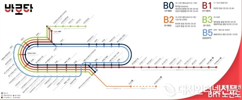 세종시 B2, B5 BRT 노선 일부 변경 운행된다